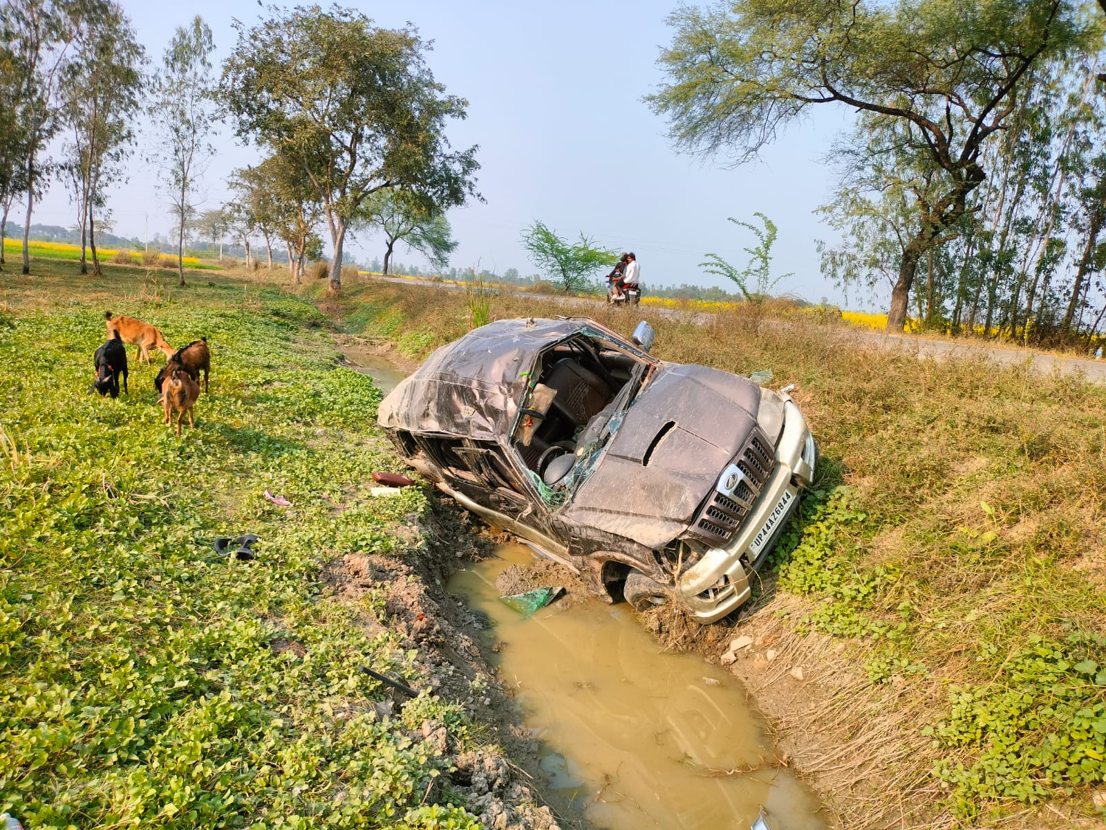 दुर्घटनाग्रस्त स्कॉर्पियो की फोटो