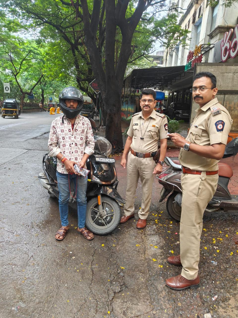 Action taken for not wearing Helmet