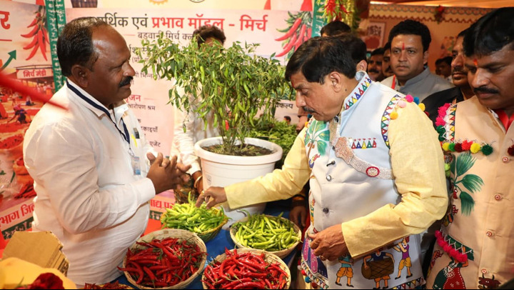 बड़वानी के नागलबाड़ी में कृषि कैबिनेट से पहले प्रदर्शनी का अवलोकन करते हुए मुख्यमंत्री बड़वानी के नागलबाड़ी में कृषि कैबिनेट से पहले प्रदर्शनी का अवलोकन करते हुए मुख्यमंत्री